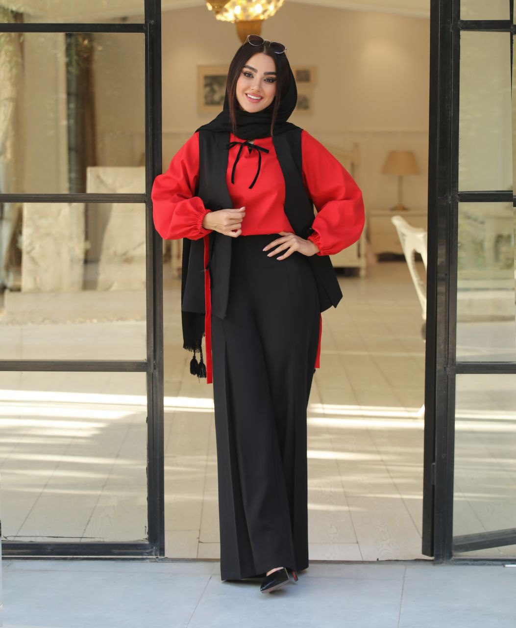 ست جلیقه و شلوار و شومیز زنانه نیلوفر (کتان پلاس)