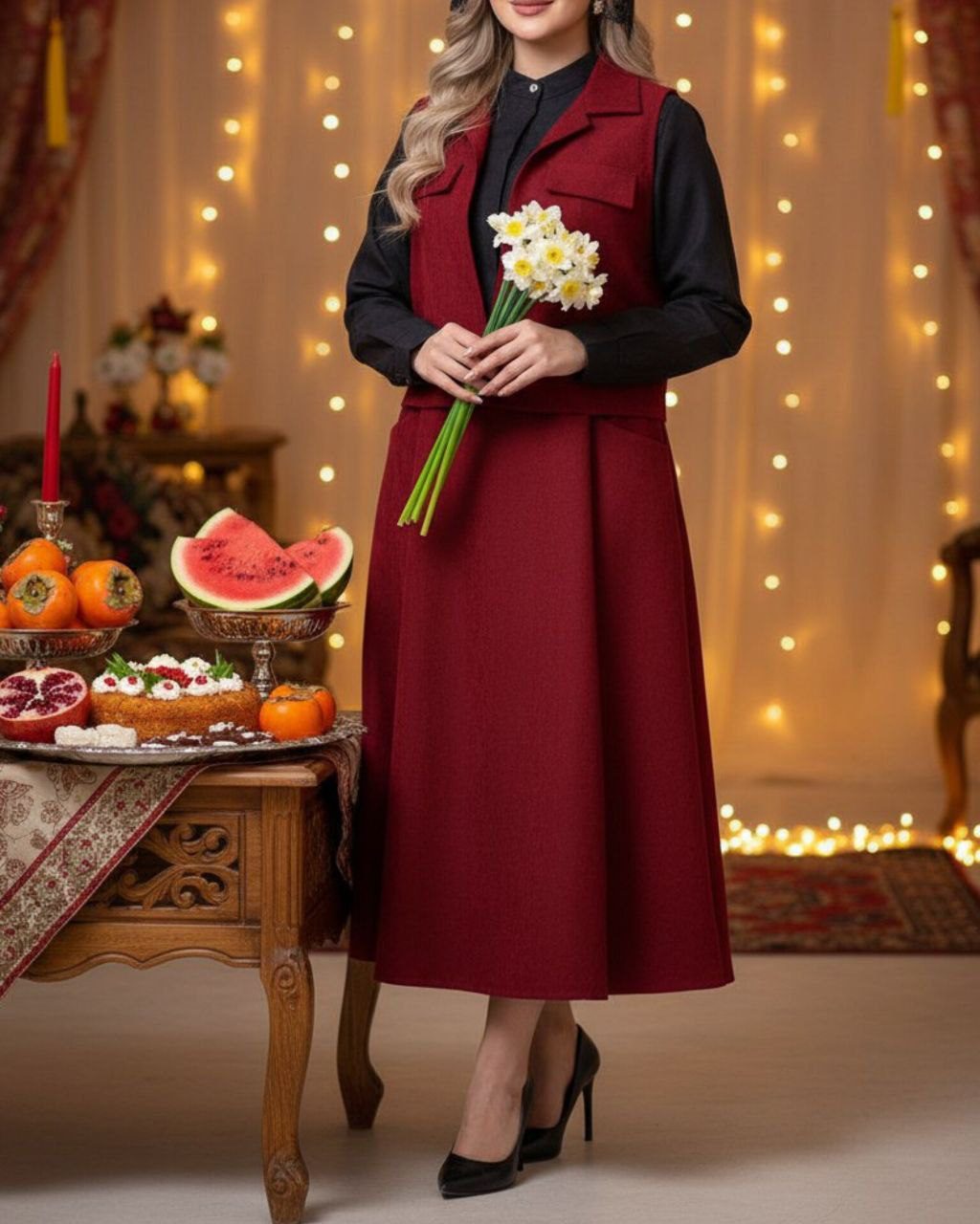 جلیقه و پیراهن یلدایی میرا زنانه (ضمانت اصالت و ارسال رایگان)