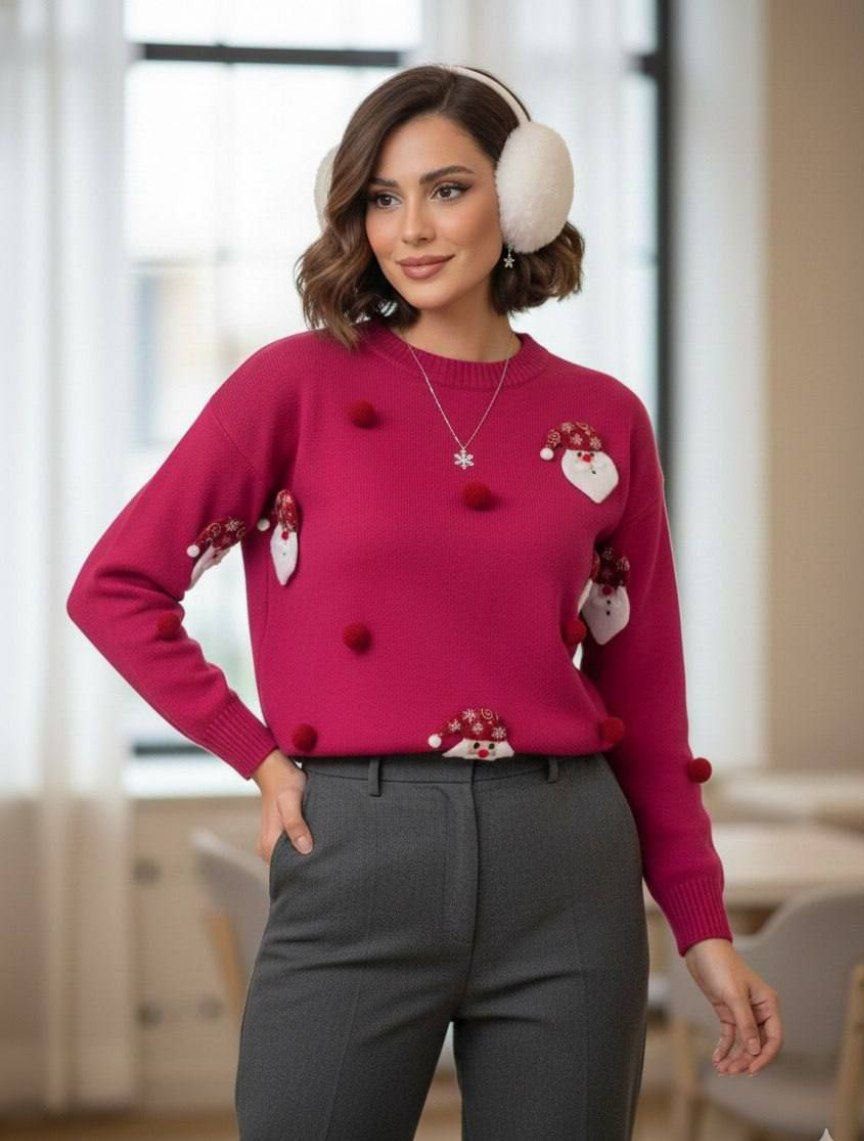 پلیور بافت زنانه مدل بابانوئل