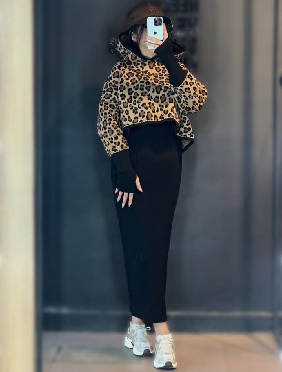 هودی سارافون بافت پلنگی زنانه (ضمانت اصالت و ارسال رایگان) - Image 2