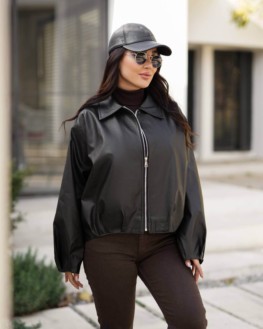 بامبر چرم آستین پف (ضمانت اصالت و ارسال رایگان)