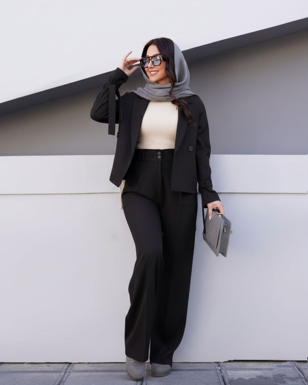 ست کت کراپ و شلوار بگ آرینا (ضمانت اصالت و ارسال رایگان) - Image 5