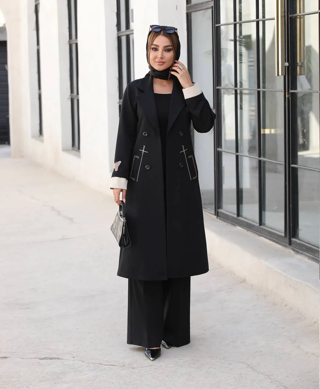 مانتو یقه انگلیسی بلند مدل آرنیکا